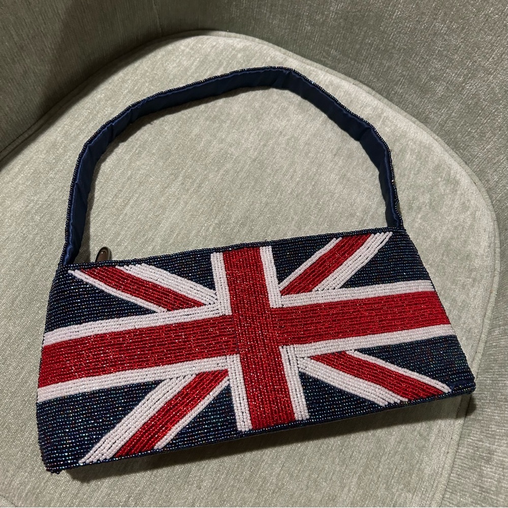 Union Jack Beaded Handbag Vintage Handbag Y2K Handbag British Flag Handbag UK - Picture 8 of 10